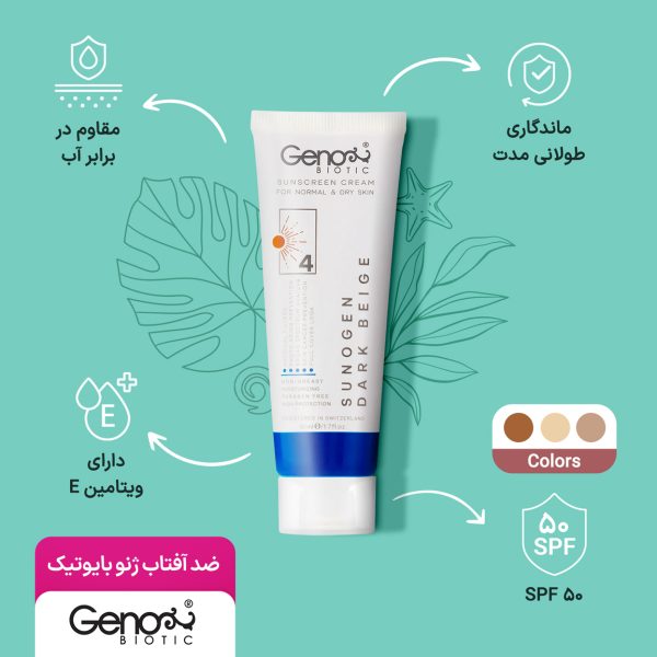 کرم ضد آفتاب رنگی ژنو بایوتیک مدل SunoGen با SPF50 حجم 50 میلی لیتر (کپی)
